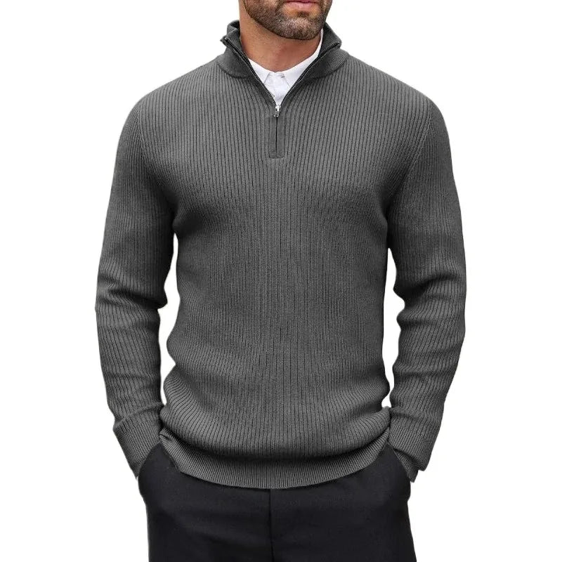 Men's Quarter-Zip Mock-Neck Sweater
