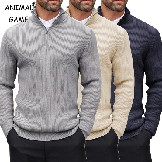 Men's Quarter-Zip Mock-Neck Sweater