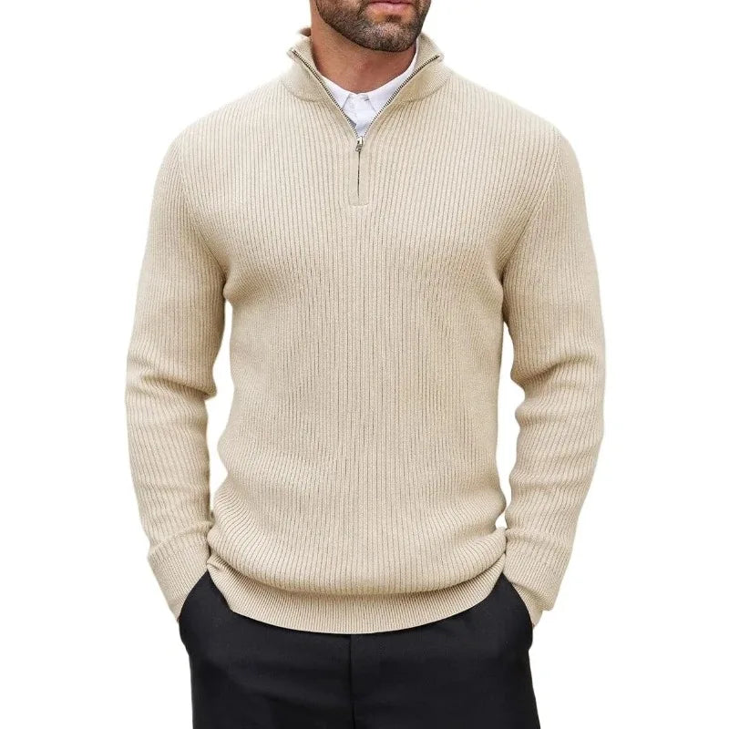 Men's Quarter-Zip Mock-Neck Sweater