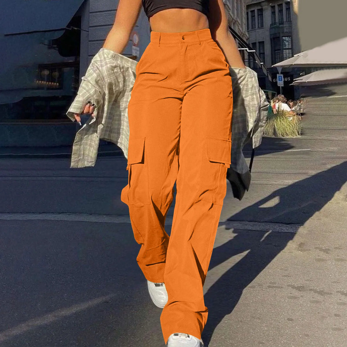 Women's High-Waist Cargo Trousers