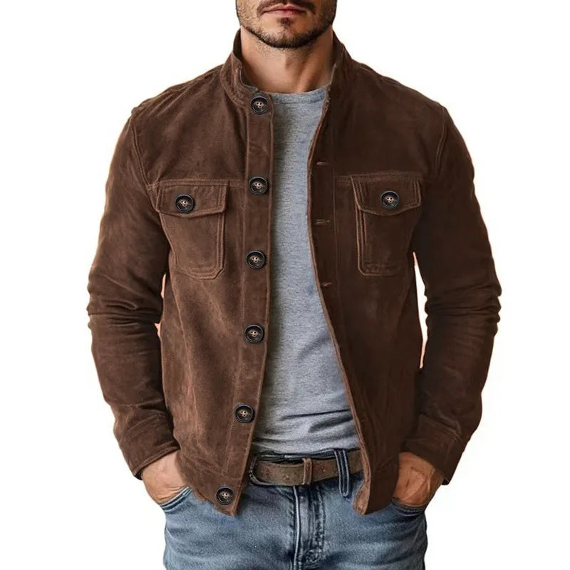 Men's Suede-Effect Zip Bomber Jacket