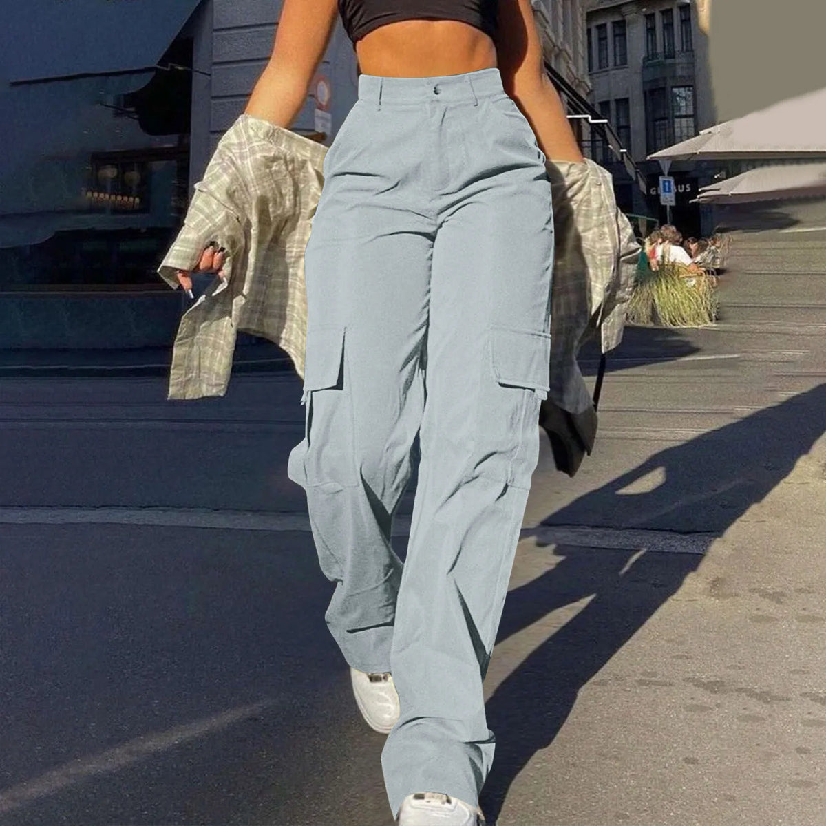 Women's High-Waist Cargo Trousers
