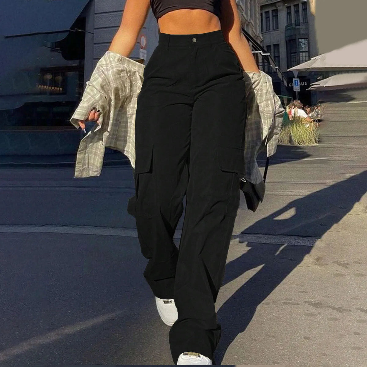 Women's High-Waist Cargo Trousers