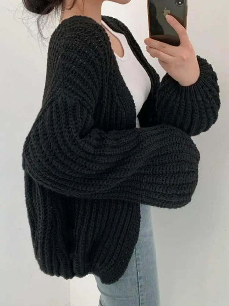 Women's Balloon-Sleeve Knit Cardigan