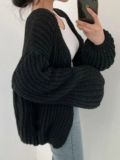 Women's Balloon-Sleeve Knit Cardigan