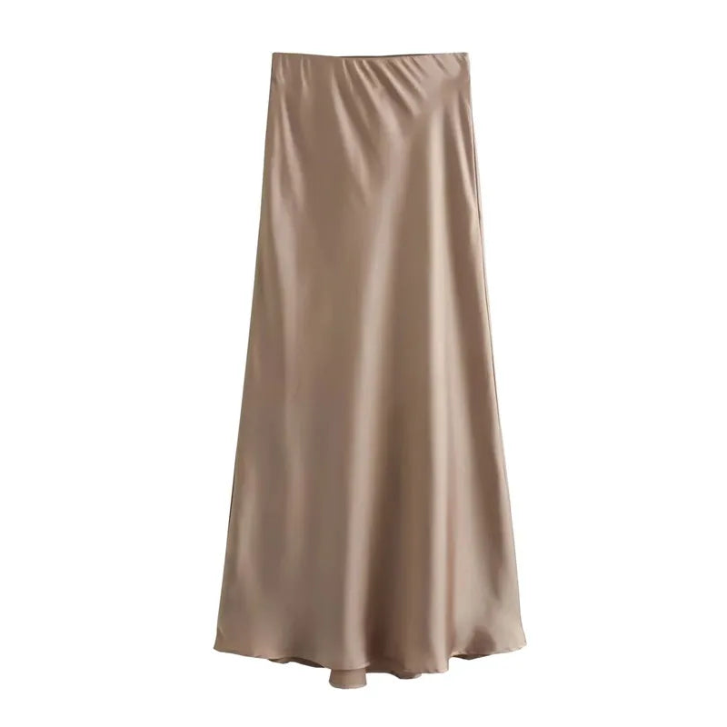 Women's Satin Midi Skirt