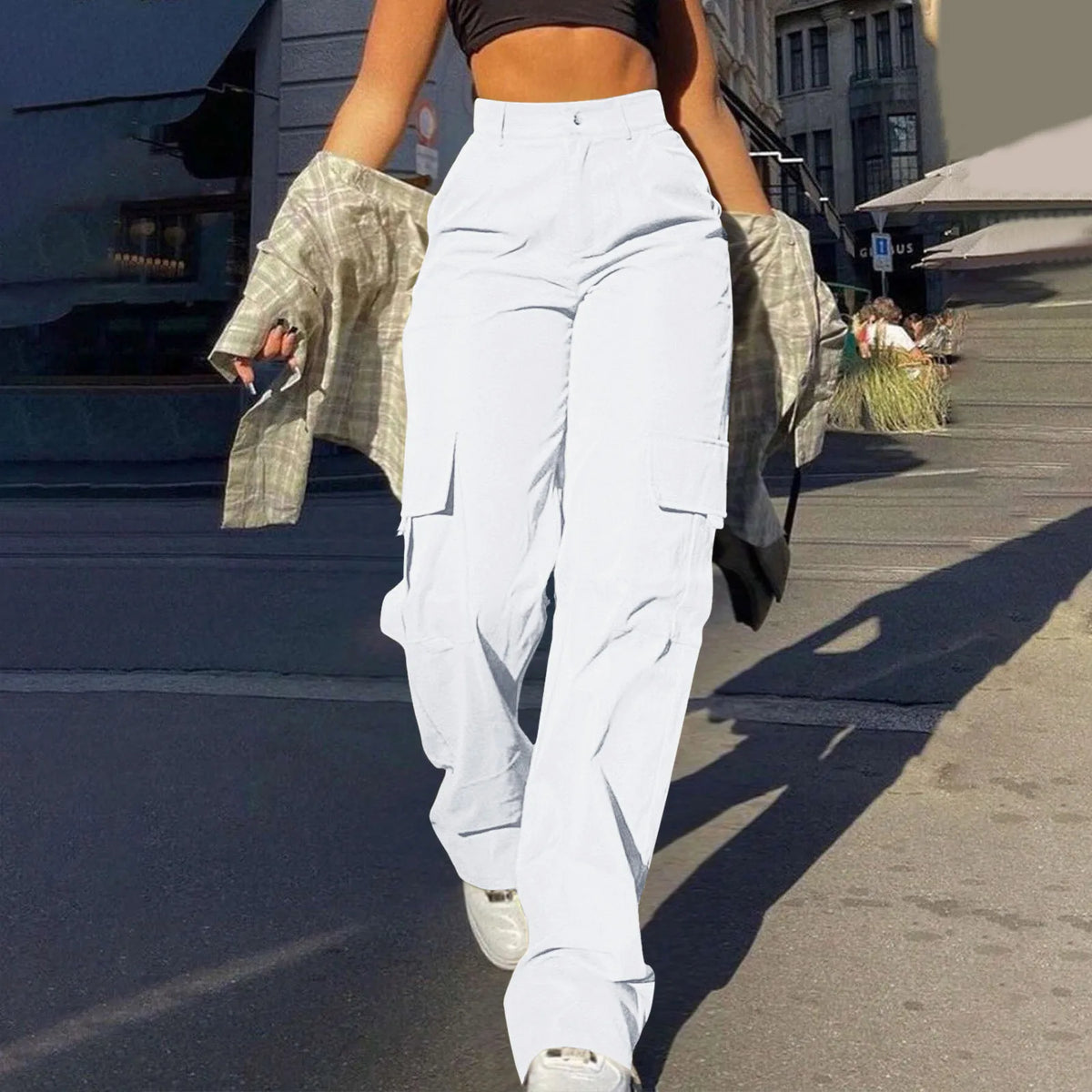 Women's High-Waist Cargo Trousers