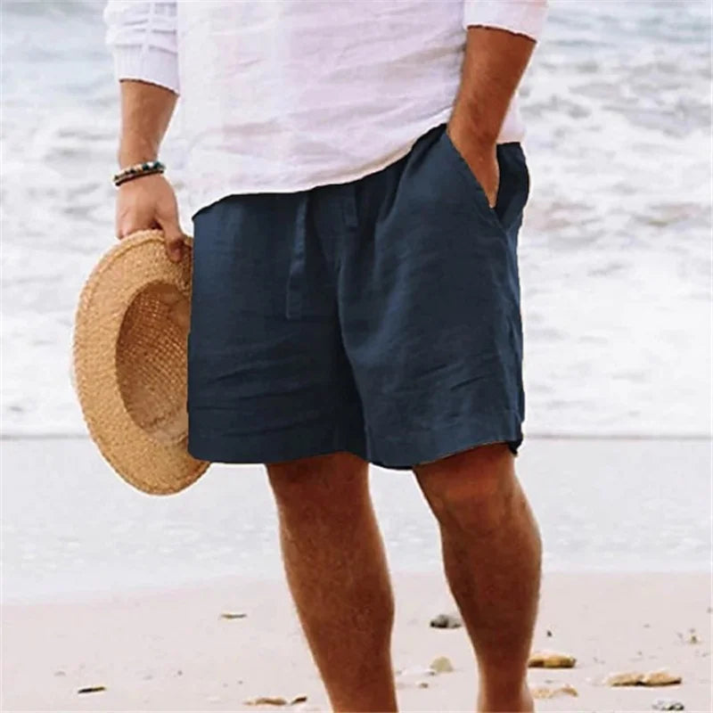 Men's Relaxed Cotton-Linen Shorts