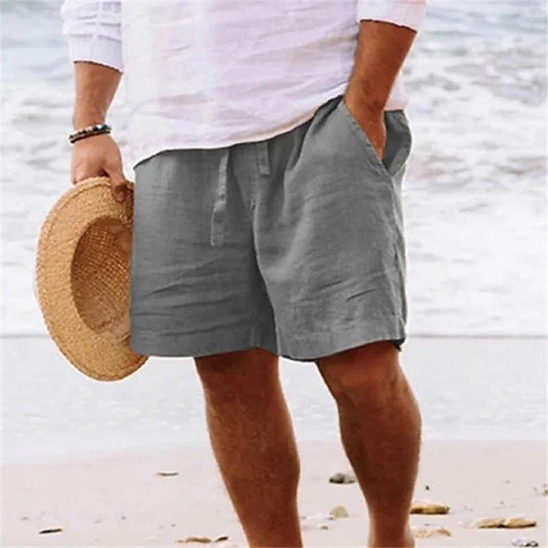 Men's Relaxed Cotton-Linen Shorts