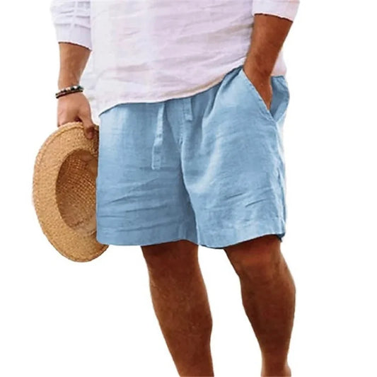 Men's Relaxed Cotton-Linen Shorts