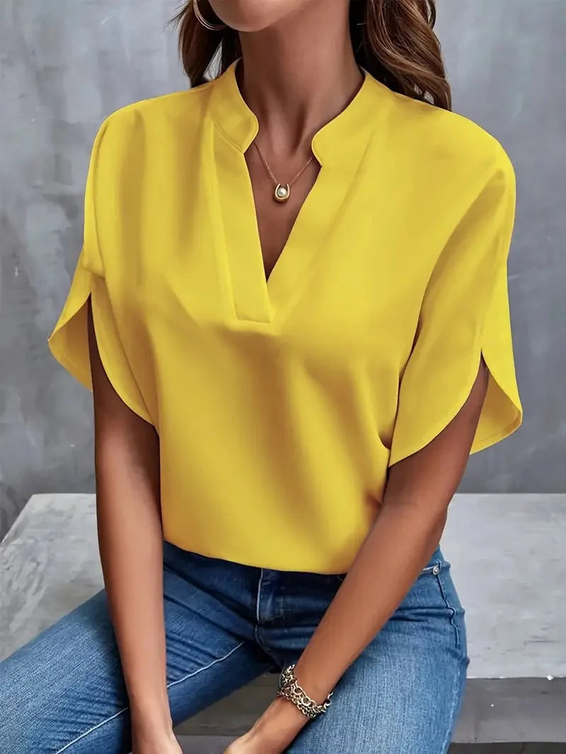 Women's V-Neck Half-Sleeve Blouse