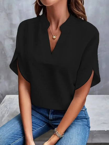 Women's V-Neck Half-Sleeve Blouse