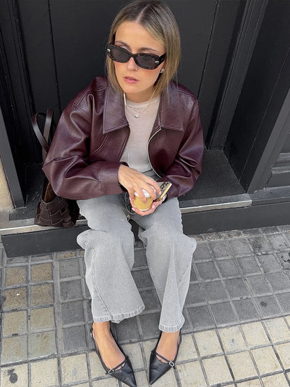 Women's Faux-Leather Zip Jacket