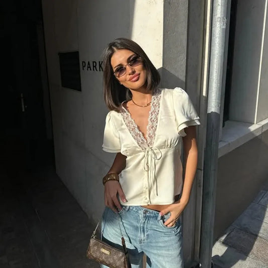 Women's Lace V-Neck Top