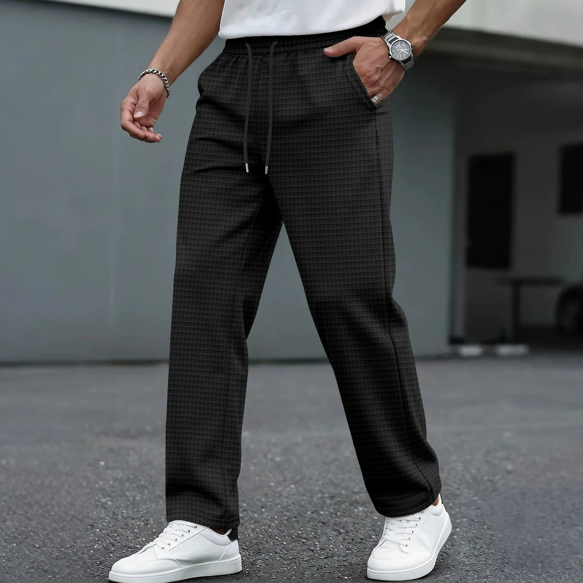 Men's Drawstring Straight-Leg Trousers
