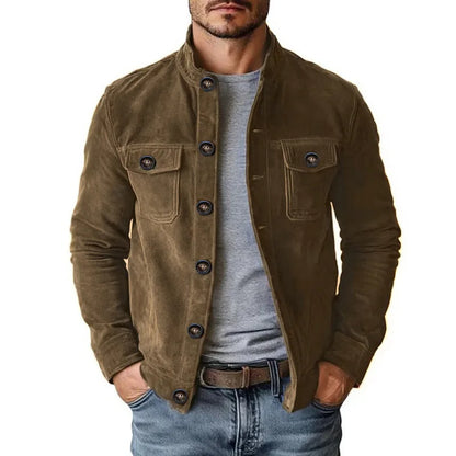 Men's Suede-Effect Zip Bomber Jacket