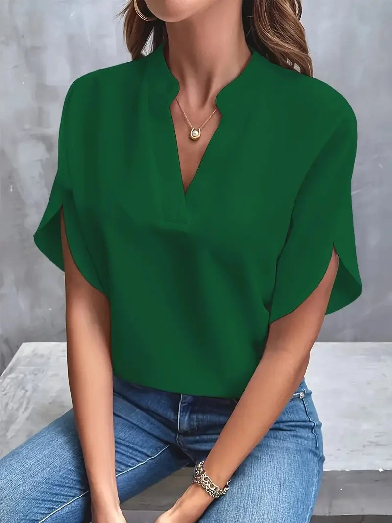 Women's V-Neck Half-Sleeve Blouse