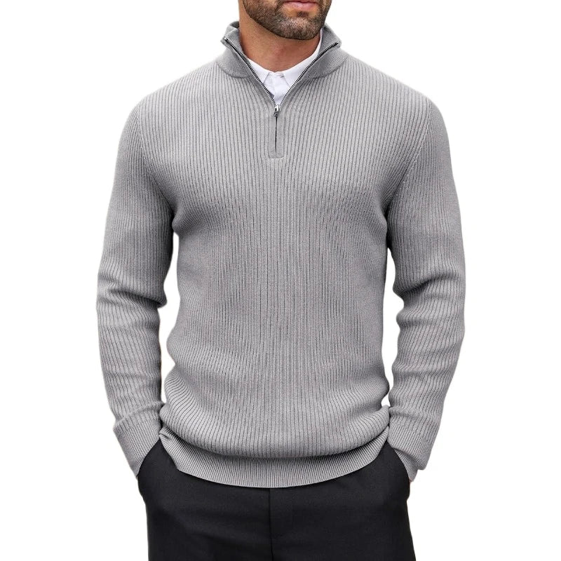 Men's Quarter-Zip Mock-Neck Sweater