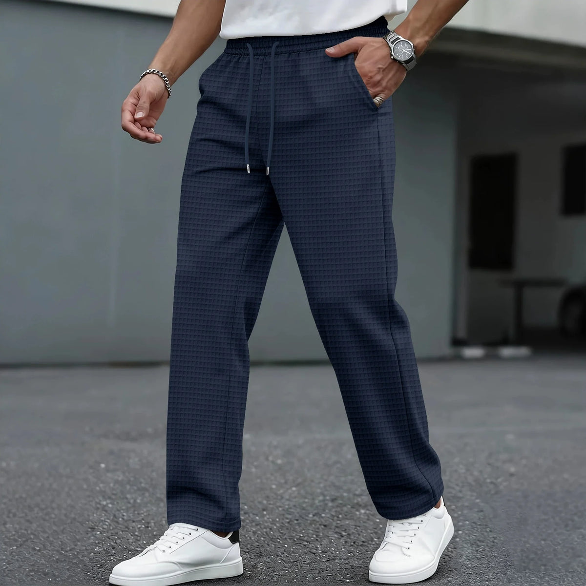 Men's Drawstring Straight-Leg Trousers
