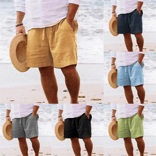 Men's Relaxed Cotton-Linen Shorts