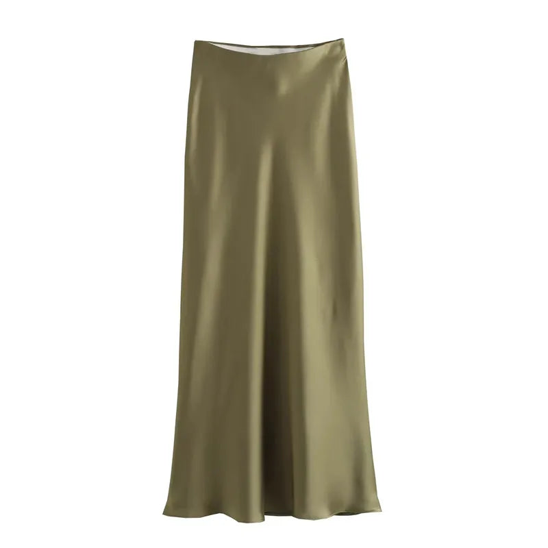 Women's Satin Midi Skirt