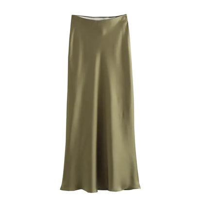 Women's Satin Midi Skirt