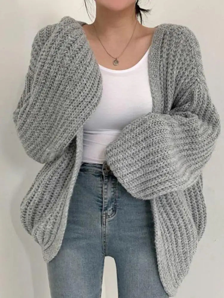 Women's Balloon-Sleeve Knit Cardigan