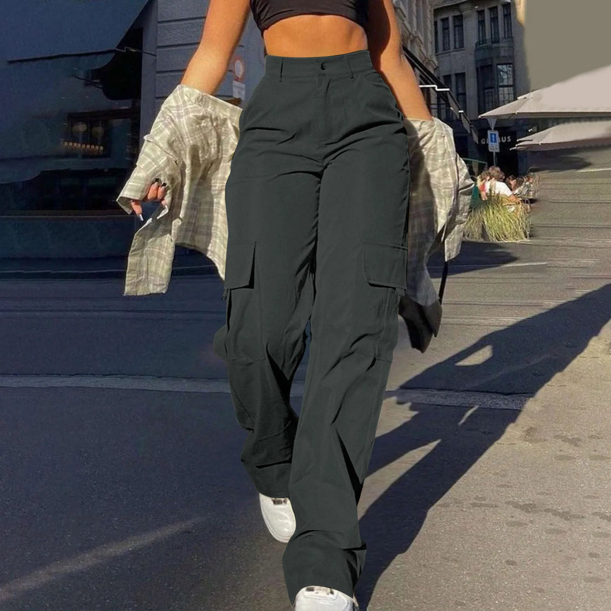 Women's High-Waist Cargo Trousers