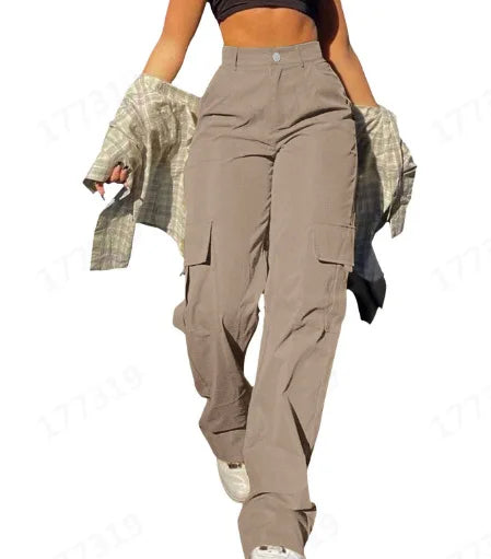 Women's High-Waist Cargo Trousers