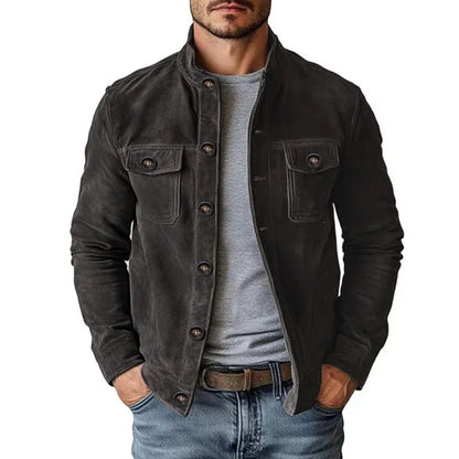 Men's Suede-Effect Zip Bomber Jacket