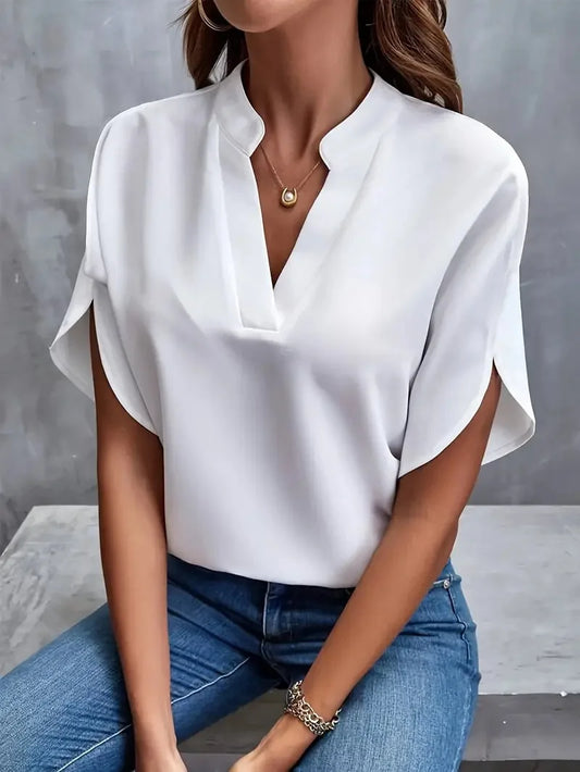 Women's V-Neck Half-Sleeve Blouse