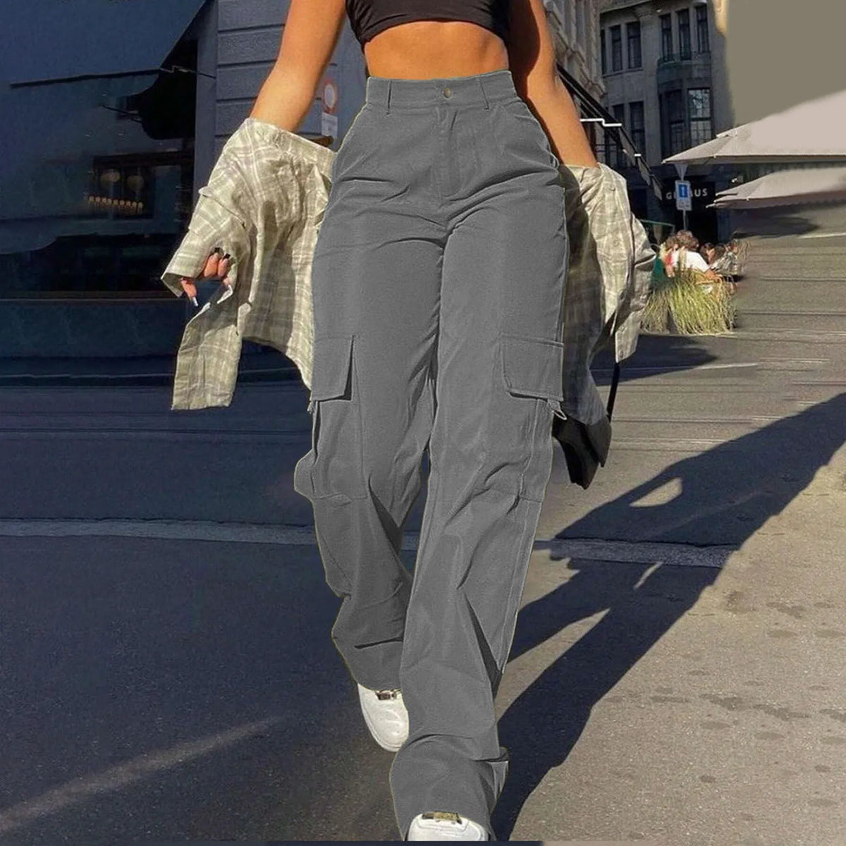 Women's High-Waist Cargo Trousers