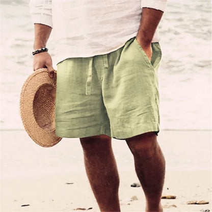 Men's Relaxed Cotton-Linen Shorts