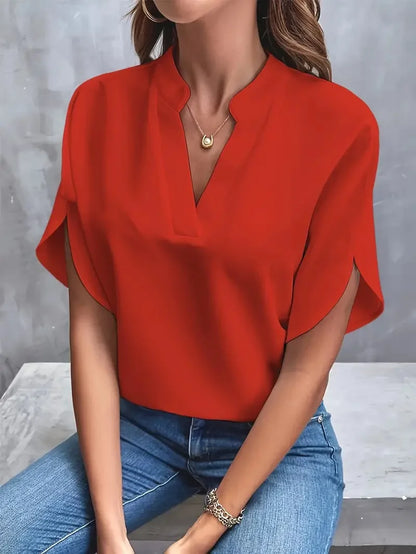 Women's V-Neck Half-Sleeve Blouse