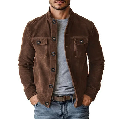 Men's Suede-Effect Zip Bomber Jacket