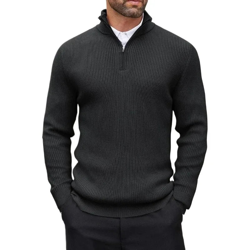 Men's Quarter-Zip Mock-Neck Sweater