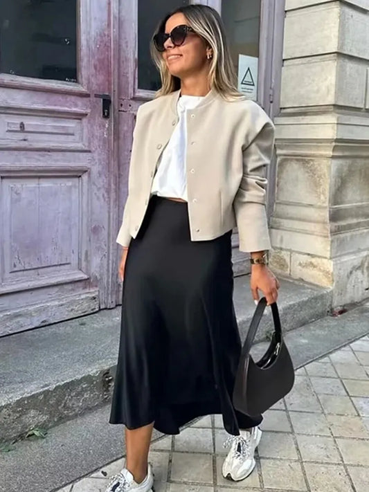 Women's Satin Midi Skirt