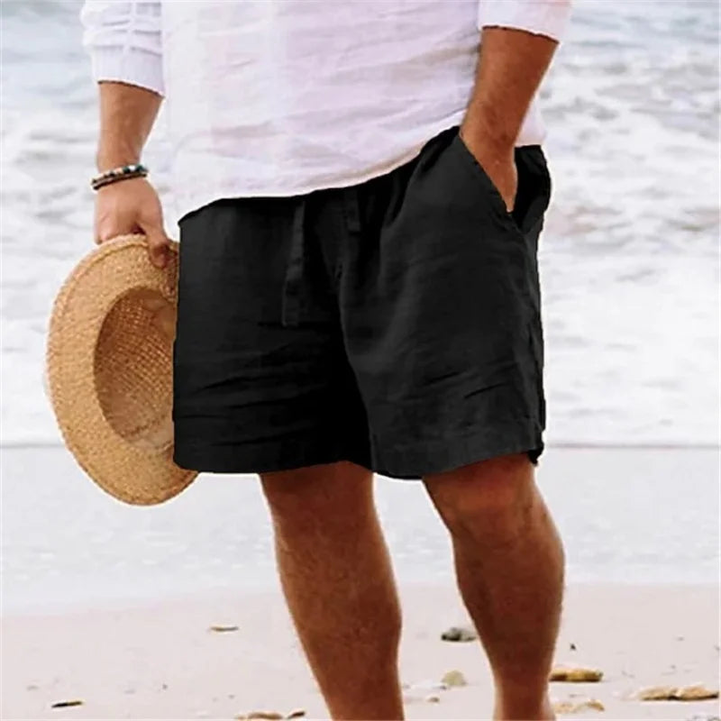 Men's Relaxed Cotton-Linen Shorts
