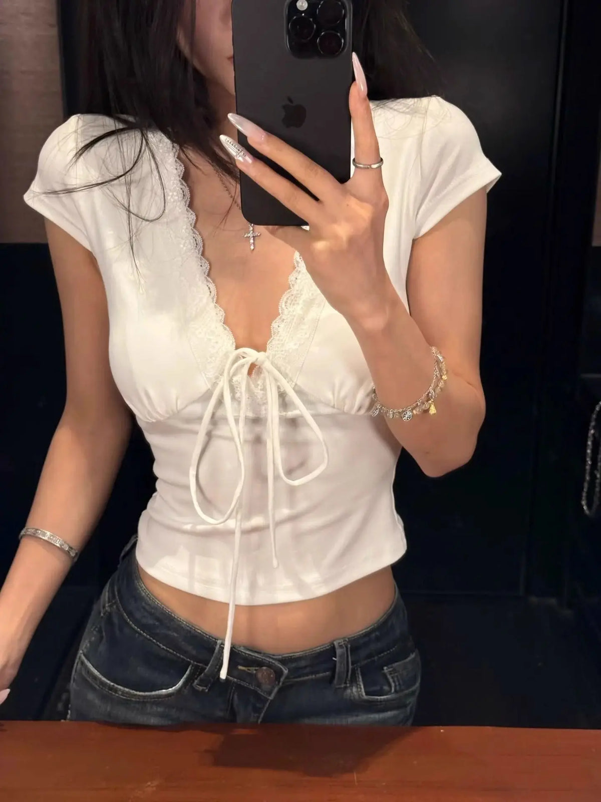 Women's Lace V-Neck Top