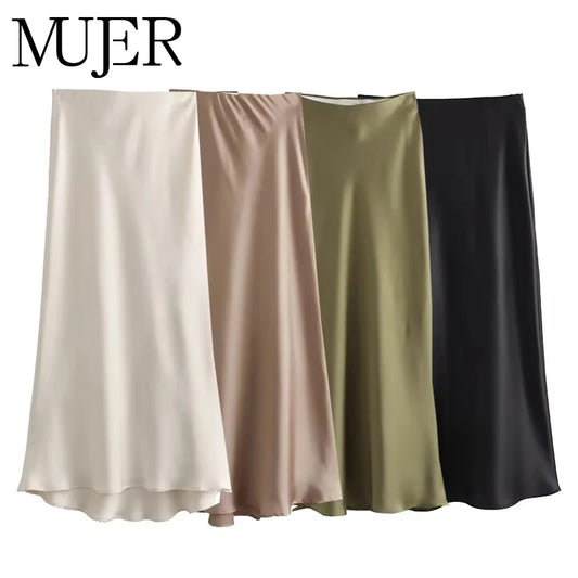 Women's Satin Midi Skirt