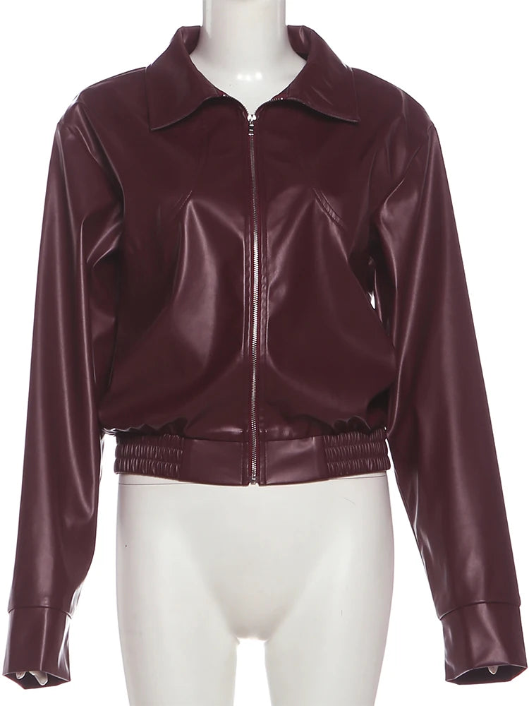 Women's Faux-Leather Zip Jacket