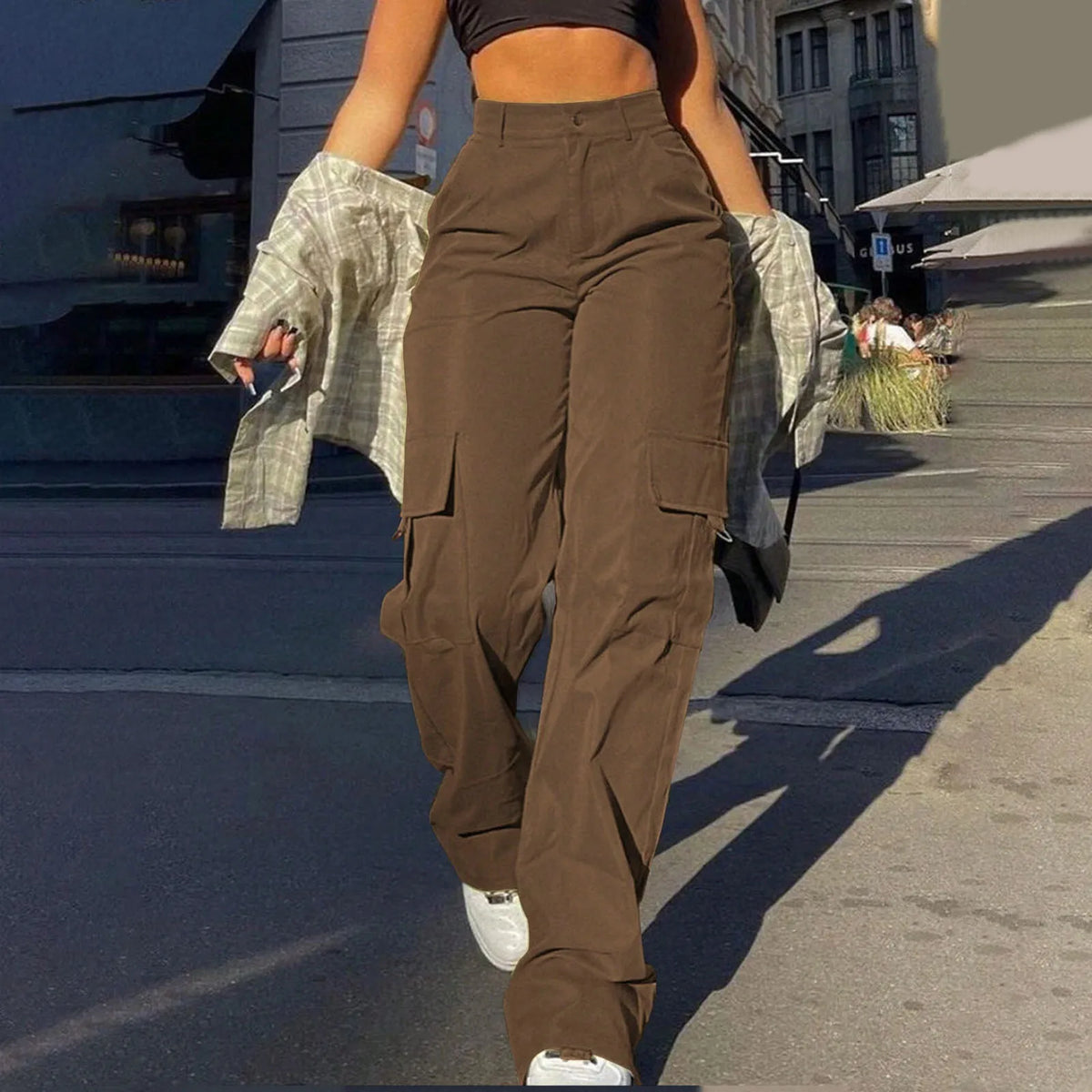 Women's High-Waist Cargo Trousers