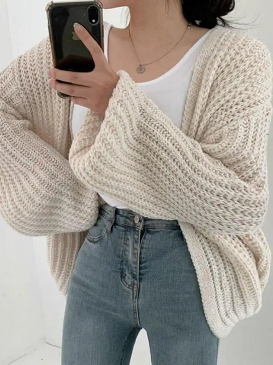 Women's Balloon-Sleeve Knit Cardigan